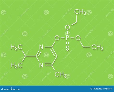Molécula De Inseticida Organofosforado De Diazinão Fórmula Esquelética