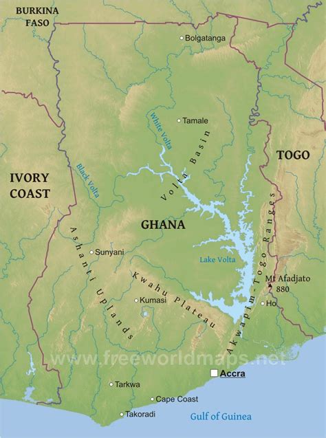 Ghana Physical Map