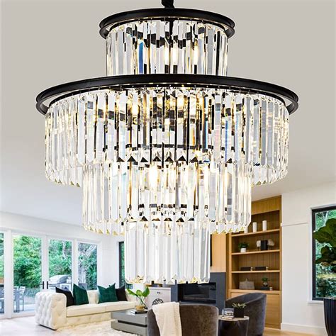 にはお Modern Crystal Chandelier Round Gold LED Crystal Hanging Ceiling