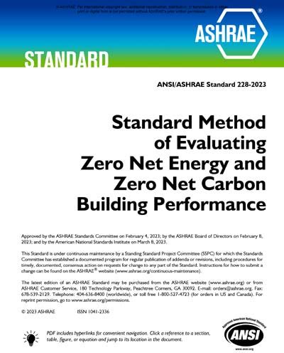 Ansi Ashrae Standard Standard Method Of Evaluating Zero Net