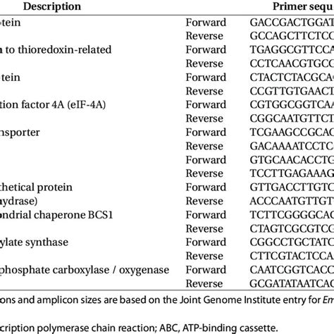 Sequence Of Primers Used In Qrt Pcr Download Table