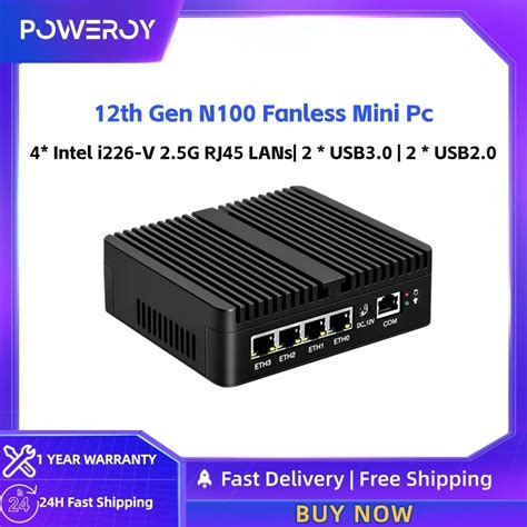 Poweroy Intel Th Gen N Fanless Mini Pc Lan I V G Firewall