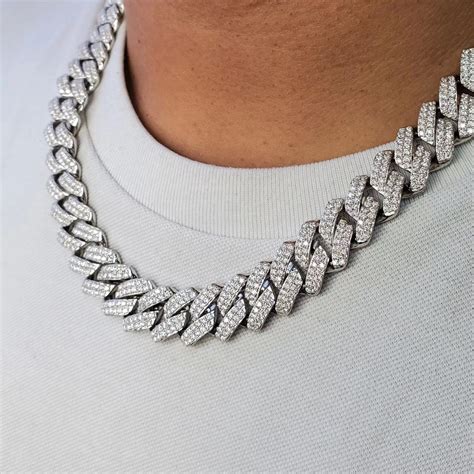 12mm Moissanite Monaco Cuban Link Chain Necklace In 925 Etsy Cuban