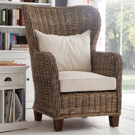 Fauteuil En Rotin Dossier Haut Et Arrondi Avec Coussin Assise Et Dos