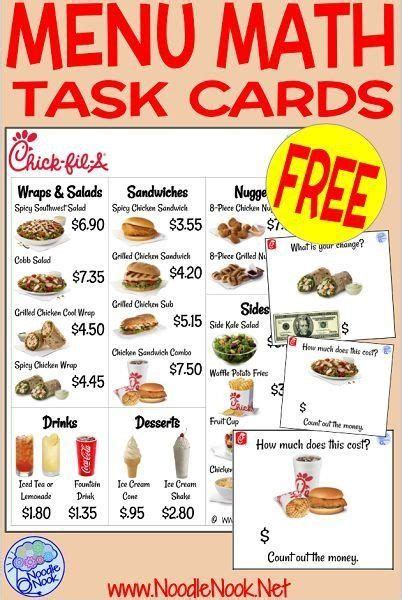 Free Menu Math Printables