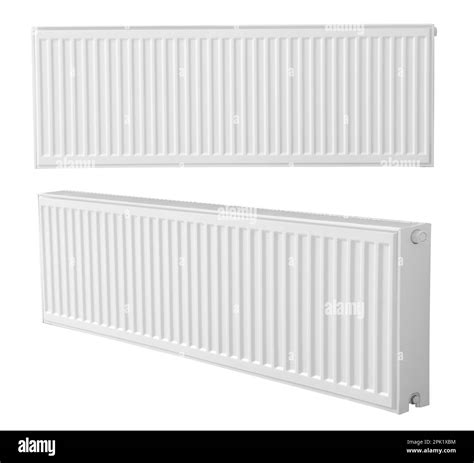 Modern Panel Radiators On White Background Heating System Stock Photo