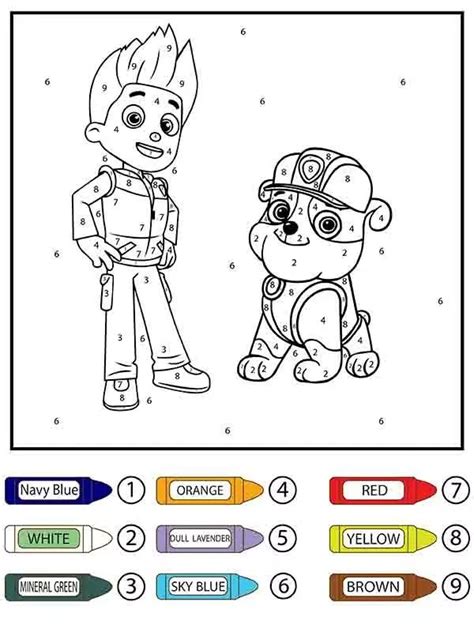 Paw Patrol Alex Porter And Rubble Color By Number Coloring Page In