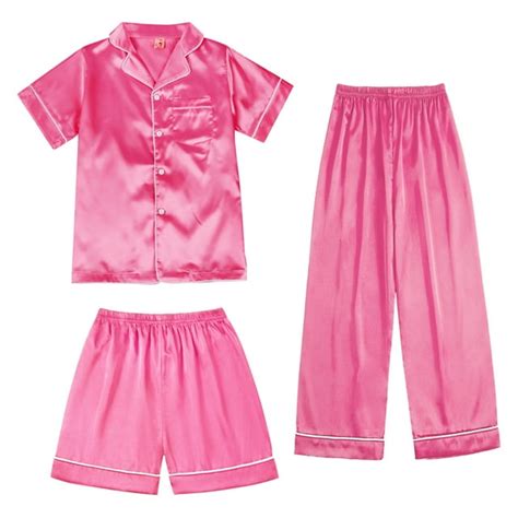 Gyratedream 4 14y Unisex Girls Boys Kids Pajama Sets Button Down Satin