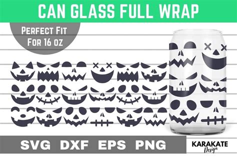 Halloween Face 16 Oz Can Glass Wrap Svg Graphic By Karakate · Creative