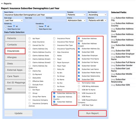 How Do I Generate a Report With All Insurance Subscriber Demographic