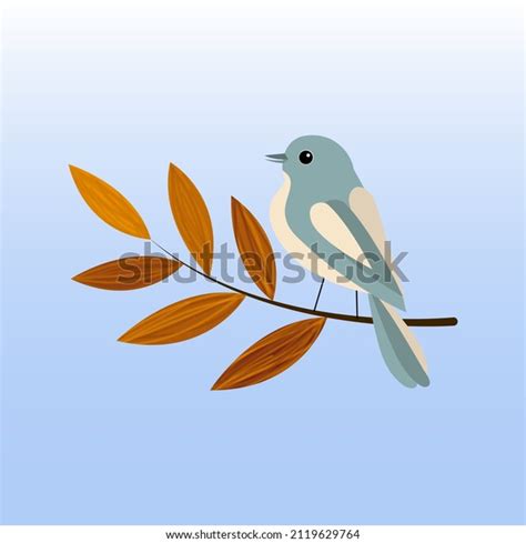 Drawing Bird On Branch Cartoon Style Stock Vector (Royalty Free ...