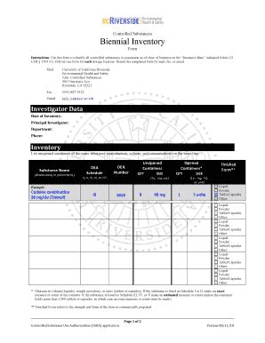 Fillable Online Ehs Ucr Biennial Inventory Form Environmental Health