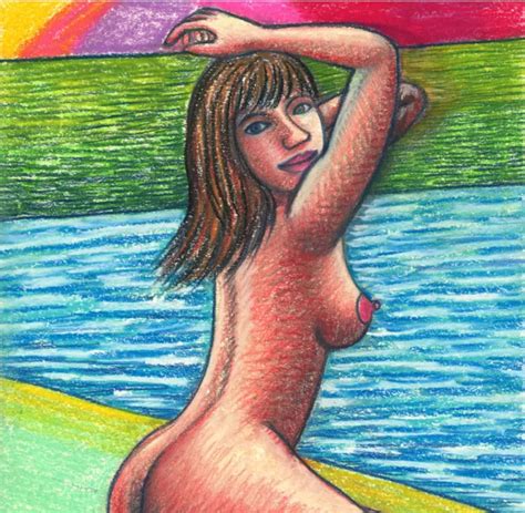 ORIGINAL AKTZEICHNUNG PASTELL NU DESSIN NUDE FEMALE DRAWING SENBEI Art