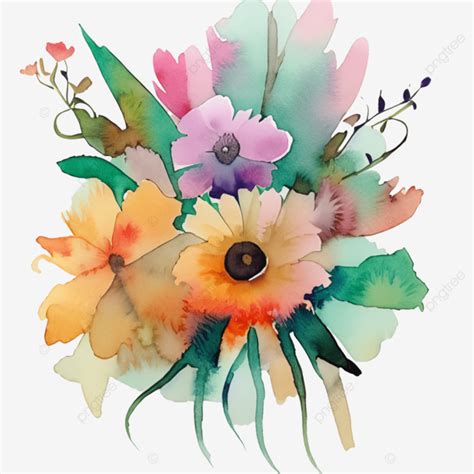 Ramo De Flores En Estilo Acuarela Png Floral Flor Ramo Png Y Psd