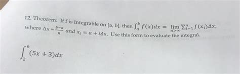 Solved 12 Theorem If F Is Integrable On A B Then Sa Chegg