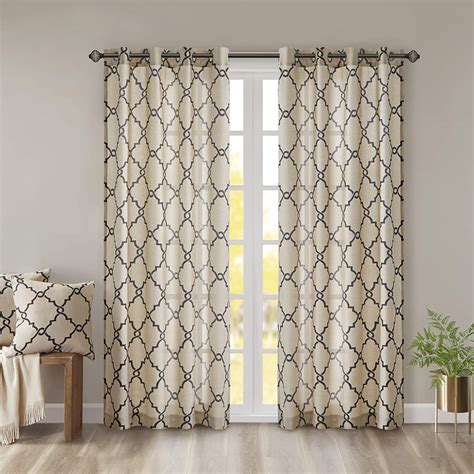 Madison Park Saratoga Single Window Curtain Light Filtering Fretwork Print 1 Panel