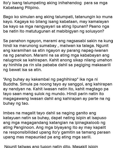 Halimbawa Ng Talumpati Tungkol Sa Kabataan – Halimbawa