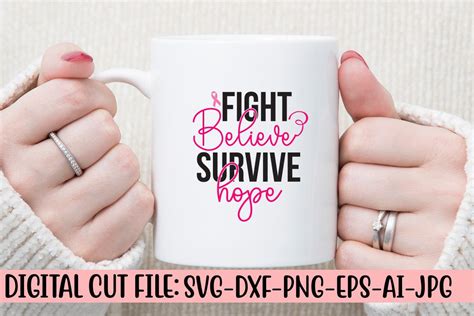 Fight Believe Hope Survive SVG Cut File Illustration Par CreativeSvg