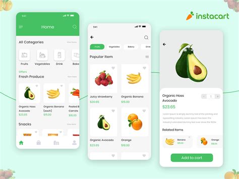 An Instacart Like Popular Grocery Delivery App Ui Behance