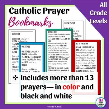 Catholic Prayer Bookmarks by ELA Teacher Toolbox | TpT