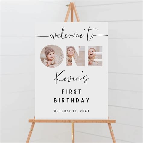 Photo Birthday Welcome Sign Template Printable First Birthday Welcome