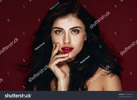 Beauty Brunette Woman Perfect Makeup Beautiful Stock Photo