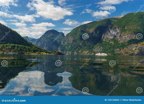 Breathtaking View Of Sunnylvsfjorden Fjord And Cruise Ship Western