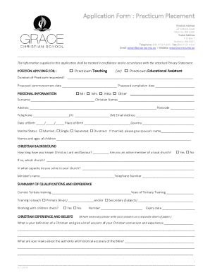 Fillable Online Application Form Practicum Placement Fax Email Print