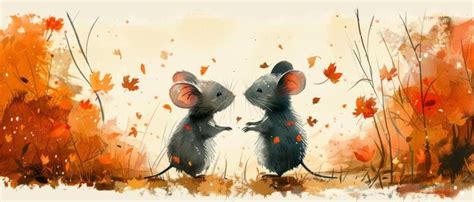 Premium Photo The Cute Couple Of Mice In Watercolor Illustration Is