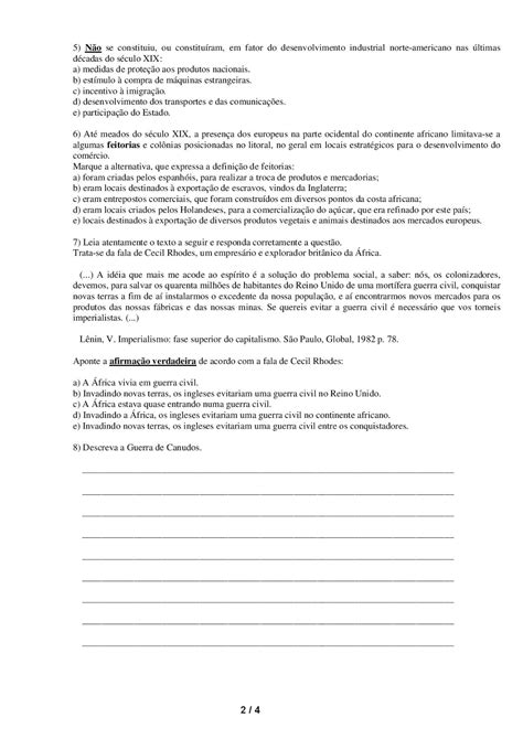 80 Atividades Exercícios E Avaliação De História Do 9º Ano Prontas