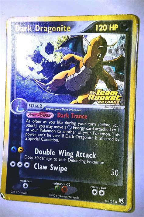 Pokémon Dark Dragonite 15 109 GOLD LETTER STAMP HOLO Ex Team Rocket