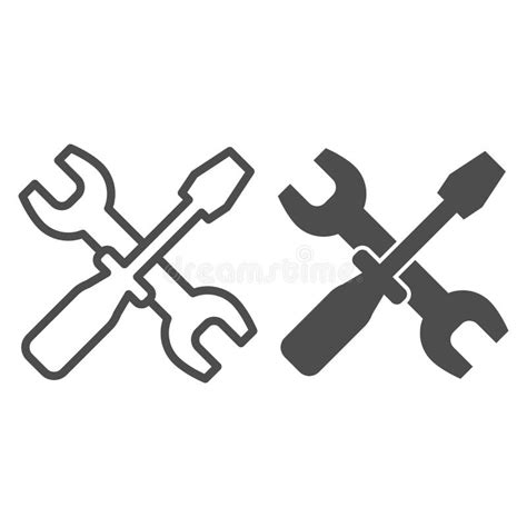 Wrench And Screwdriver Line Icon Options Vector Illustration Isolated