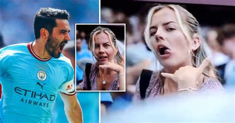 Hot Man City Fan Does Strange Gesture At Fa Cup Final What Did She