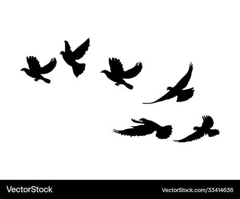 Silhouette Flock Flying Birds Flying Birds Vector Image