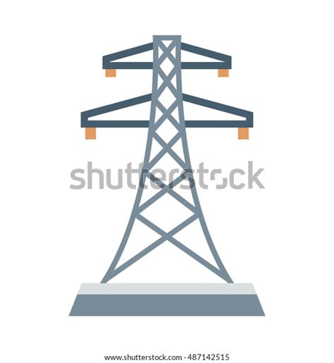 Electric Pylon Vector Icon Stock Vector (Royalty Free) 487142515