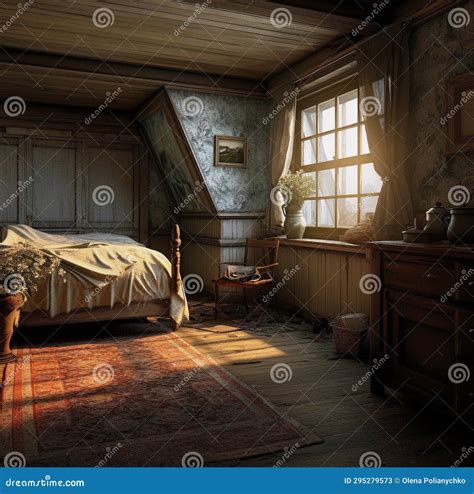 Interior of a Room in an Old House Stock Illustration - Illustration of ...