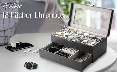 Procase Schichten Uhrenbox Schmuck Uhr Aufbewahrungsbox Mit