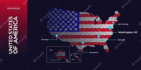 Premium Vector | Vector map of America with capital and major cities