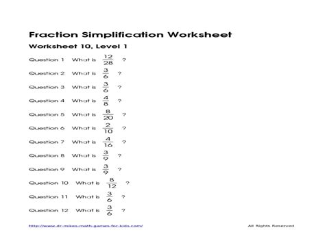 Simplify Fractions 2 Worksheet For 4th 5th Grade Lesson Planet