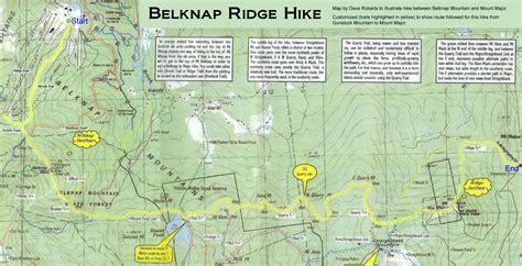 Trail Map Of Hike Route On Belknap Ridge From Gunstock Mountain To