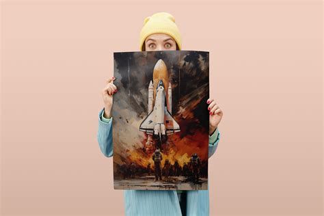 Space Shuttle Oil Painting Art Print Spaceship Launch Wall - Etsy