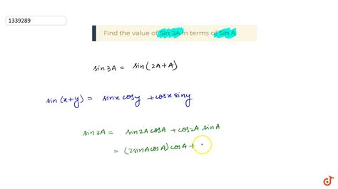 Find the value of Sin 3A in terms of Sin A - YouTube