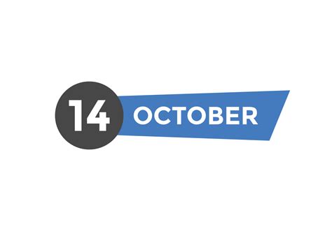 october 14 calendar reminder. 14th october daily calendar icon template. Calendar 14th october ...