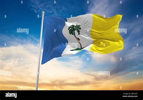 official flag  penang malaysia  cloudy sky background  sunset