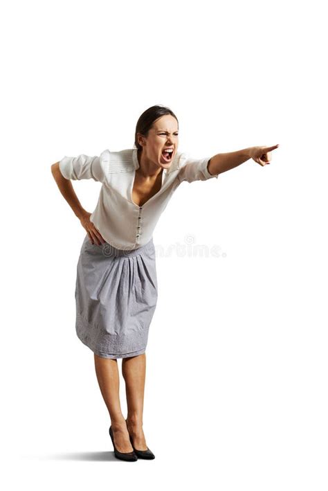 Angry Woman Screaming And Pointing Stock Image Image Of Shirt