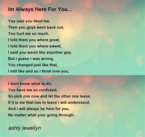 Im Always Here For You Poems