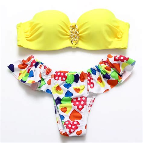 Bandea 2017 New Sexy Push Up Bikinis Heart Print Swimwear Women Tube