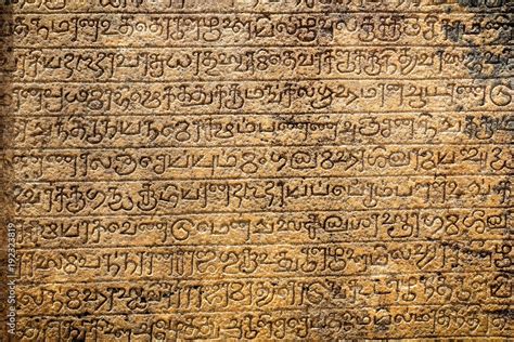 Ancient sanskrit writing on tablet - close up Stock Photo | Adobe Stock