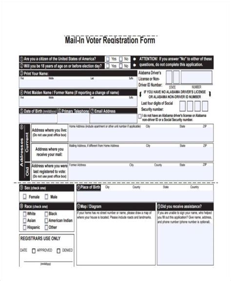 Free 7 Voter Registration Forms In Pdf Ms Word