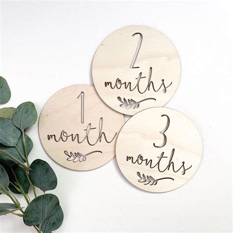 Wooden Baby Monthly Milestone Plaques Baby Photo Prop Wood Cards